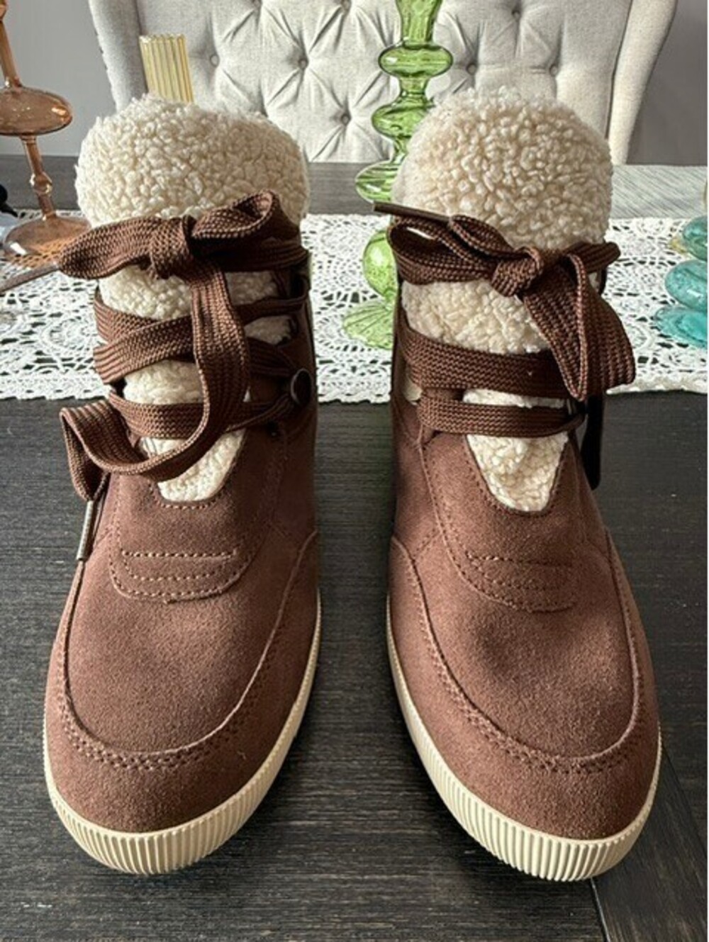 NWT Sorel Women's out N about cozy wedge boots in brown suede waterproof size 11